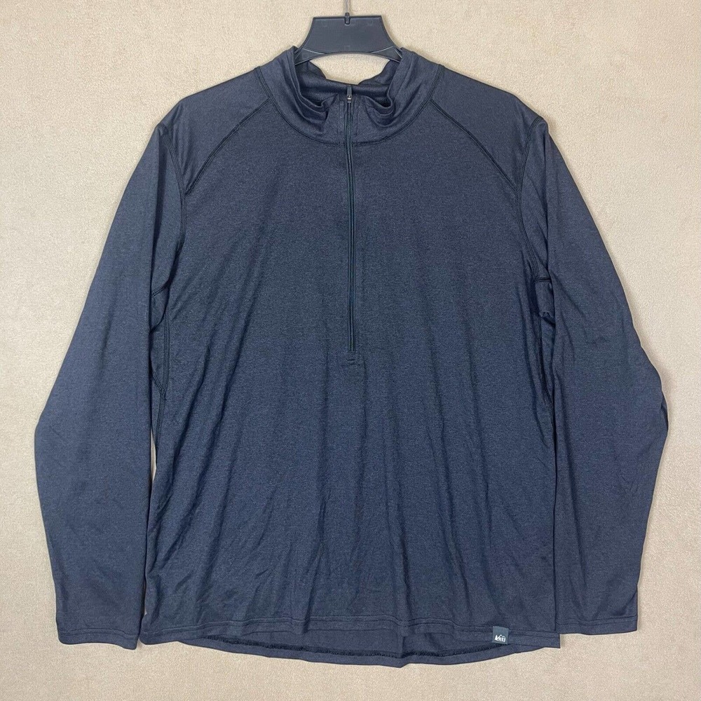 Rei Co Op Mens XL 1/2 Zip Performance Athletic Shirt Gray Lightweight Stretch